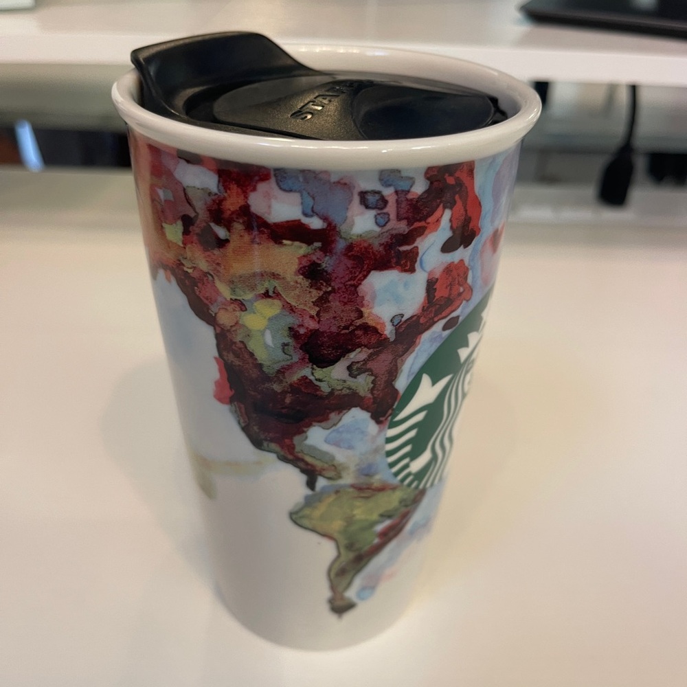 Limited edition Starbucks Collector Ceramic Travel Mug Map to the World 12 oz